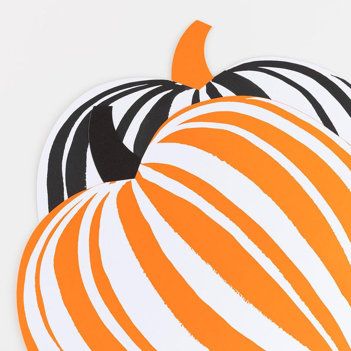 Stripe Pumpkin Paper Party Placemats x 12 | Meri Meri Halloween Table Placemats Stripe Pumpkin Paper Party Placemats x 12