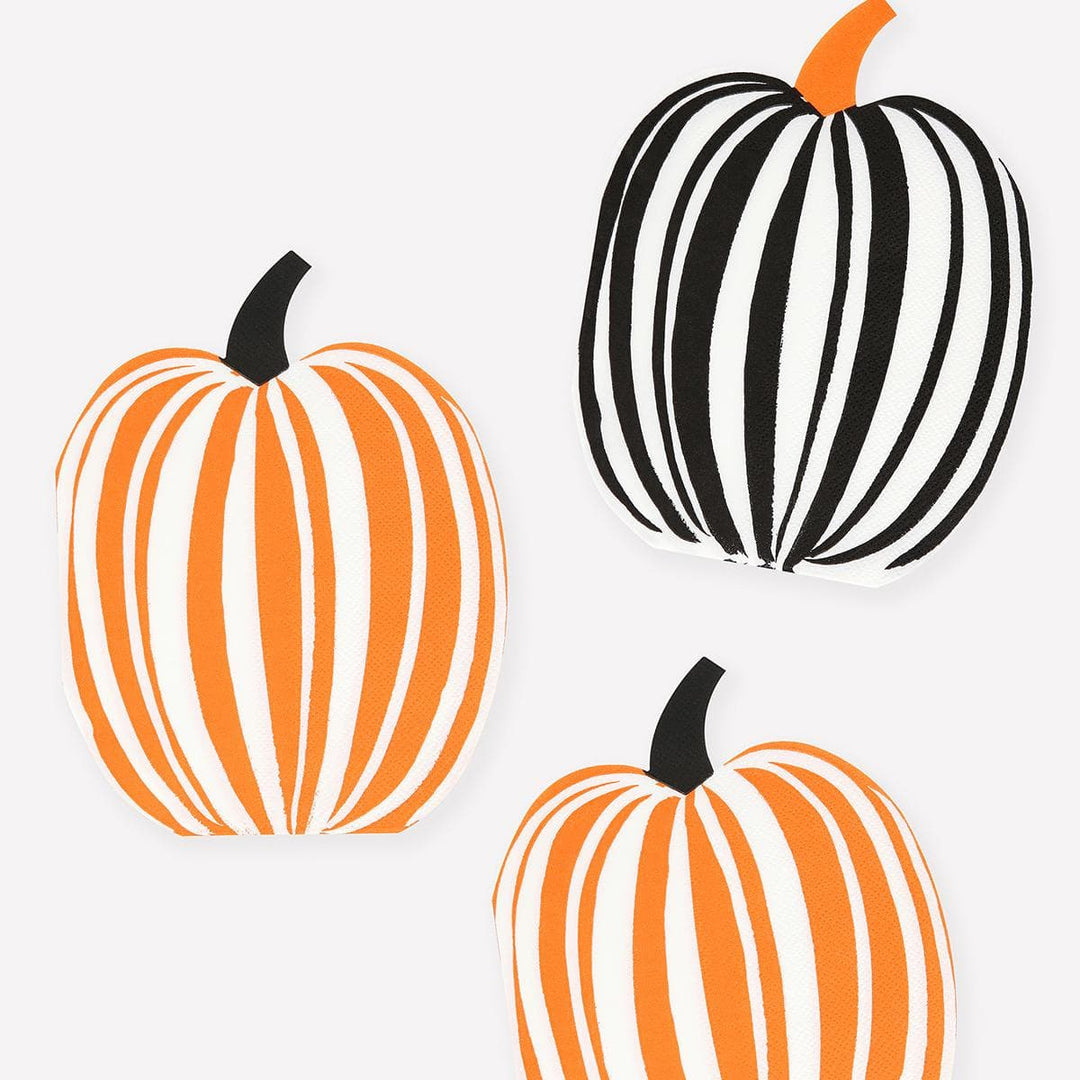 Stripe Pumpkin Party Napkins x 16 | Meri Meri Halloween Table party napkins Stripe Pumpkin Party Napkins x 16
