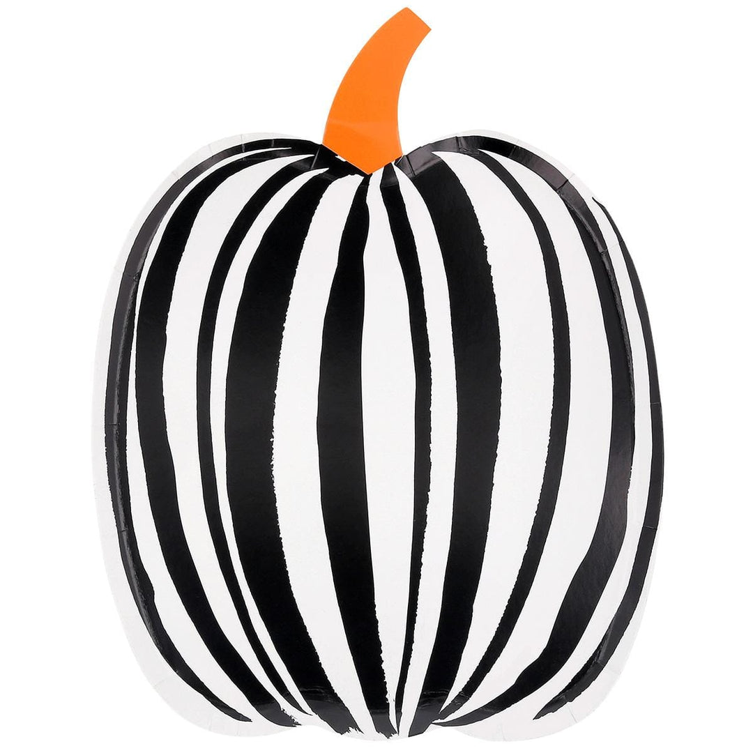 Stripe Pumpkin Party Plates x 8 | Meri Meri Halloween Table party plates Stripe Pumpkin Party Plates x 8