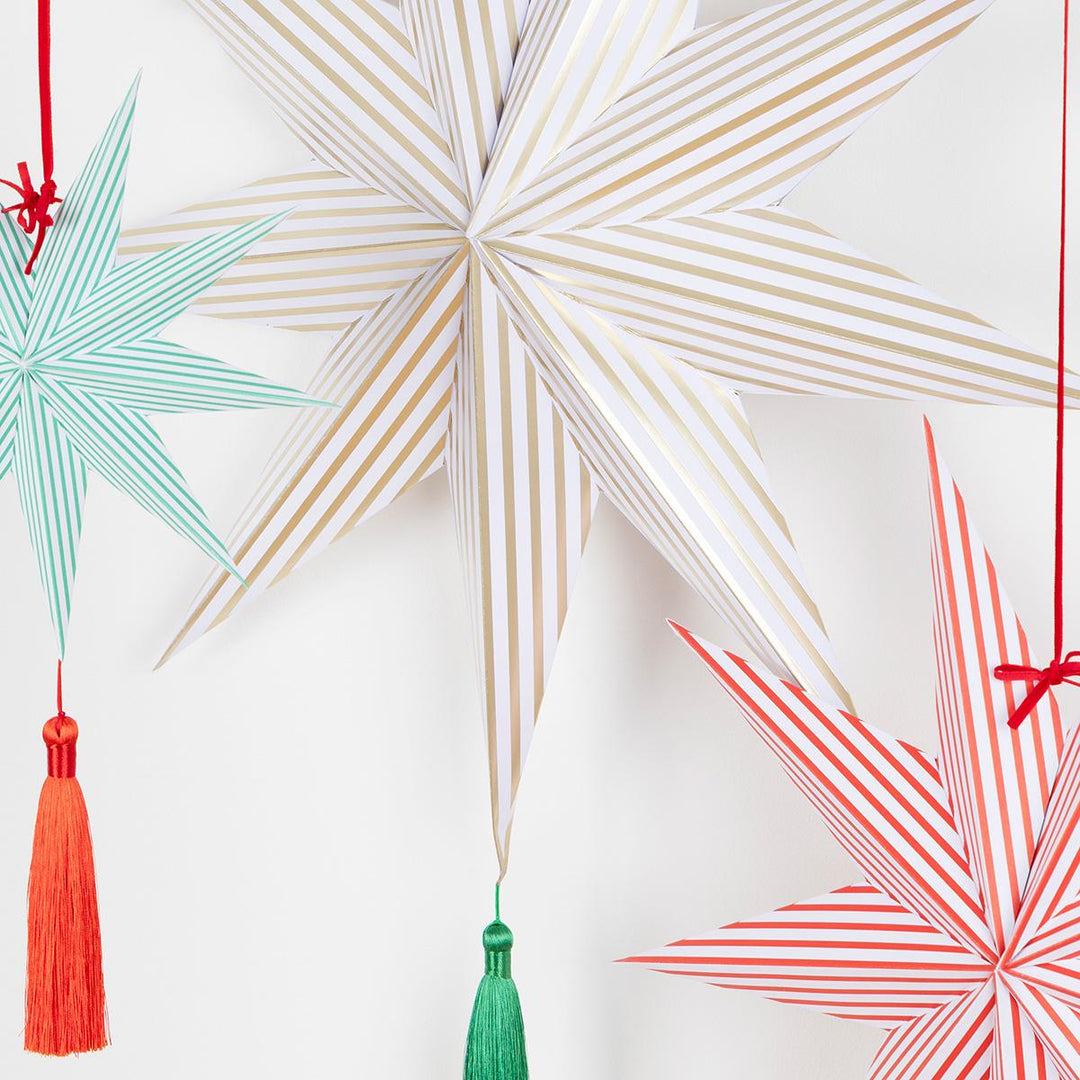 Stripe Star Decorations x 3 | Meri Meri | Little Big Party Party Decorations Stripe Star Decorations x 3