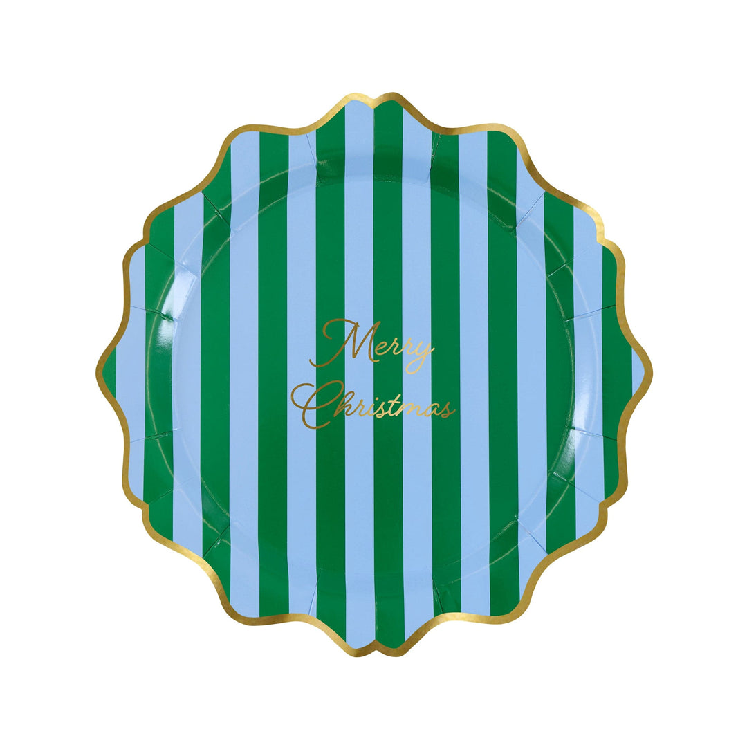 Striped Merry Christmas Small Party Plates x 8 | Meri Meri Christmas Table party plates Striped Merry Christmas Small Party Plates x 8