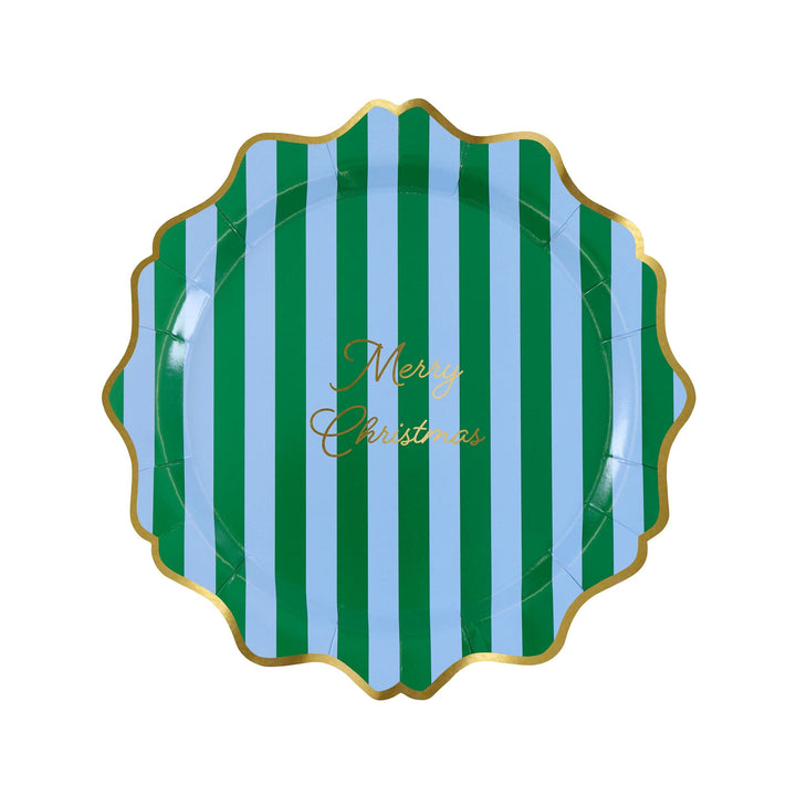 Striped Merry Christmas Small Party Plates x 8 | Meri Meri Christmas Table party plates Striped Merry Christmas Small Party Plates x 8