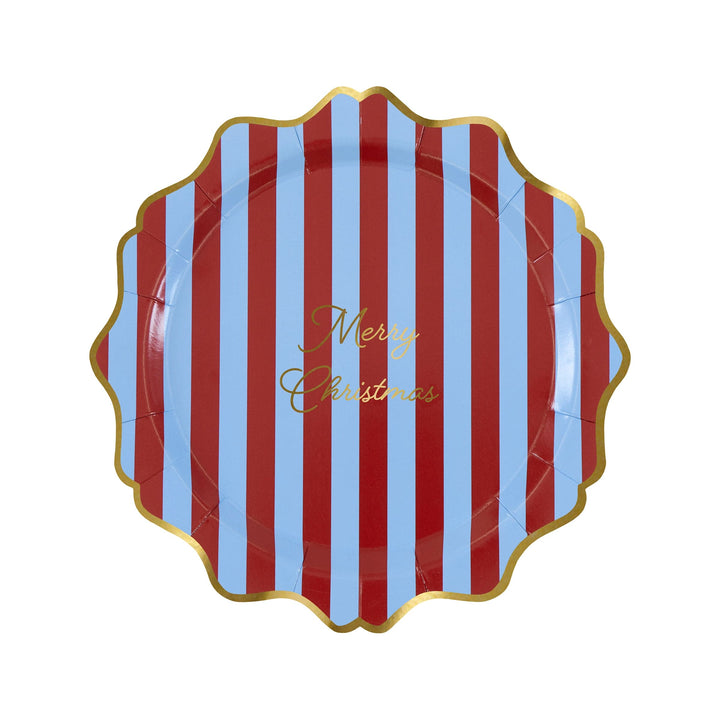 Striped Merry Christmas Small Party Plates x 8 | Meri Meri Christmas Table party plates Striped Merry Christmas Small Party Plates x 8