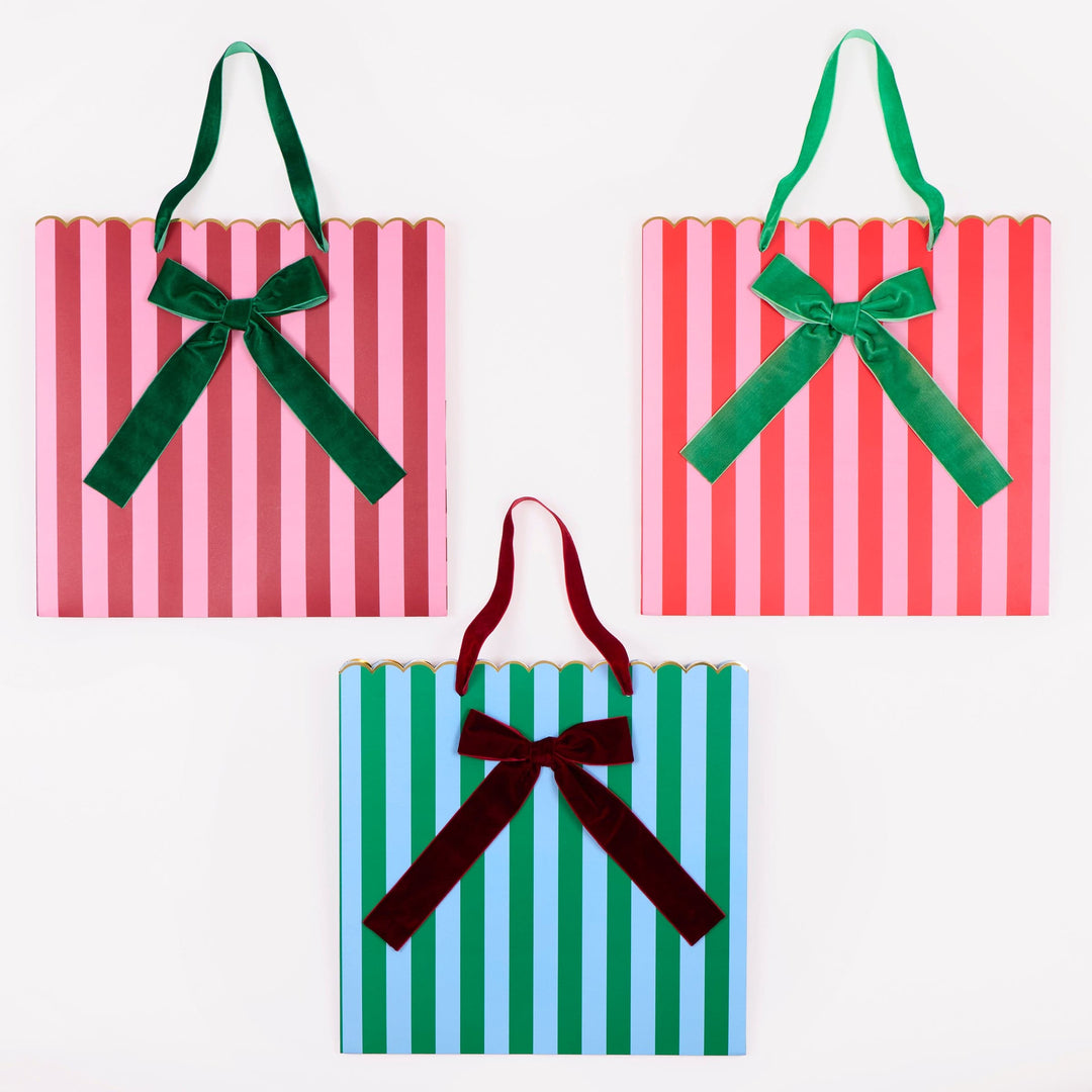 Striped Mixed Large Christmas Gift Bags x 3 | Meri Meri Christmas Gift Bags Gift Bags Striped Mixed Large Christmas Gift Bags x 3