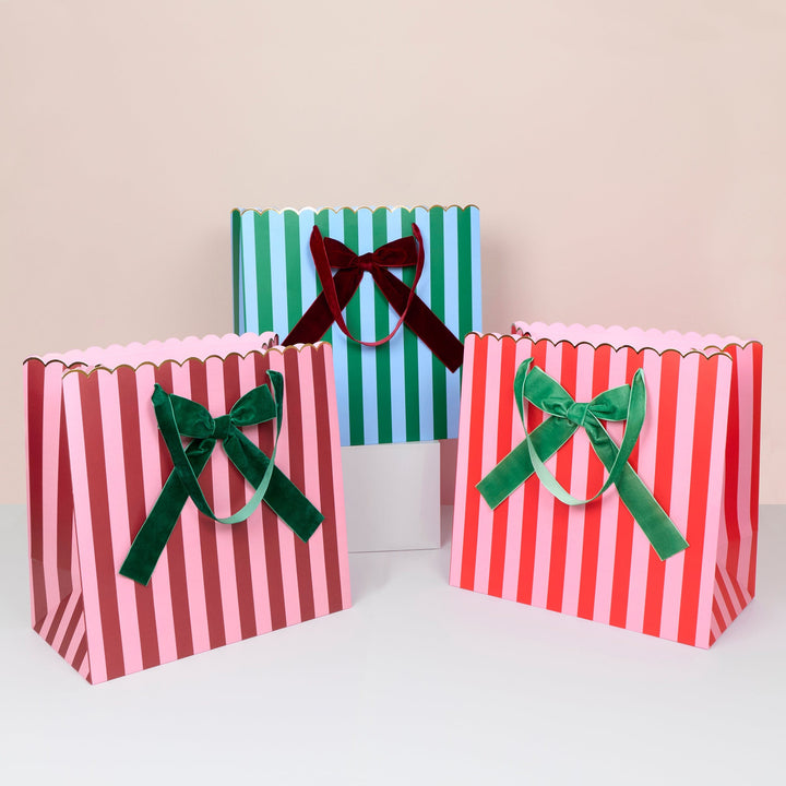 Striped Mixed Large Christmas Gift Bags x 3 | Meri Meri Christmas Gift Bags Gift Bags Striped Mixed Large Christmas Gift Bags x 3
