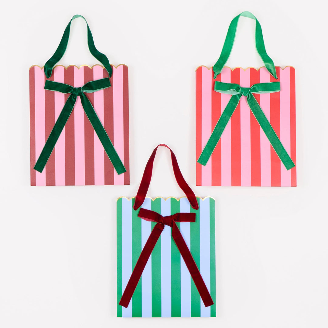 Striped Mixed Medium Christmas Gift Bags x 3 | Meri Meri Christmas Gift Bags Gift Bags Striped Mixed Medium Christmas Gift Bags x 3