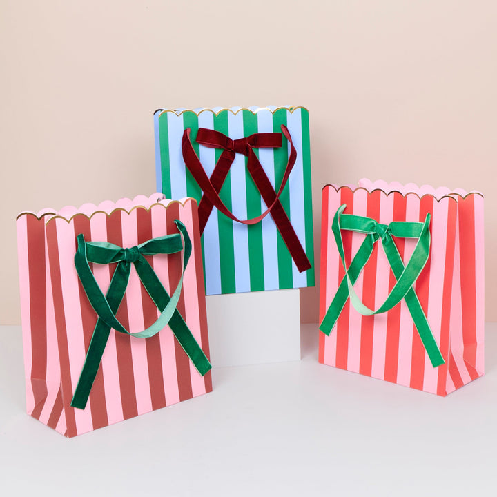 Striped Mixed Medium Christmas Gift Bags x 3 | Meri Meri Christmas Gift Bags Gift Bags Striped Mixed Medium Christmas Gift Bags x 3