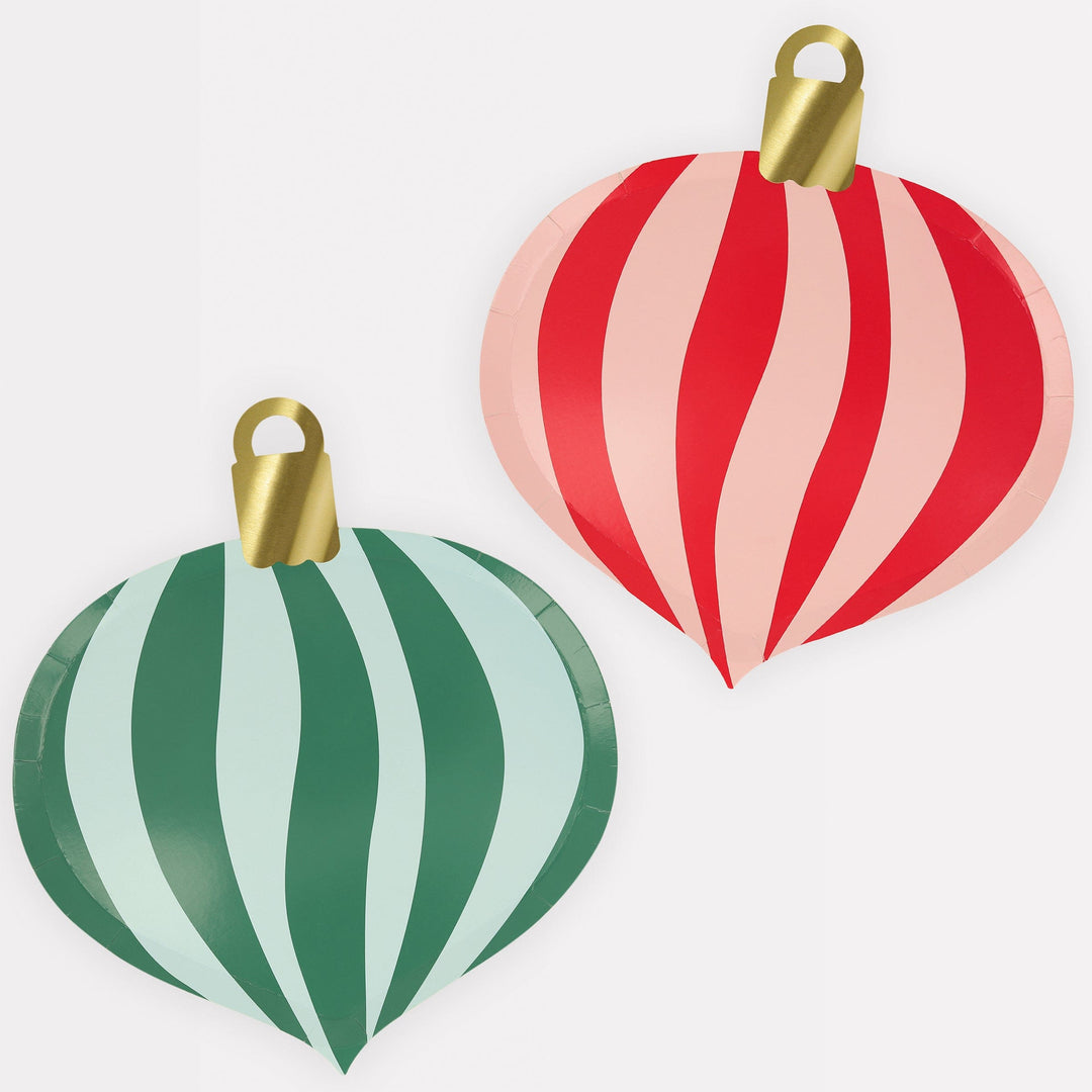 Striped Ornament Christmas Party Plates x 8 | Meri Meri Christmas Table party plates Striped Ornament Christmas Party Plates x 8
