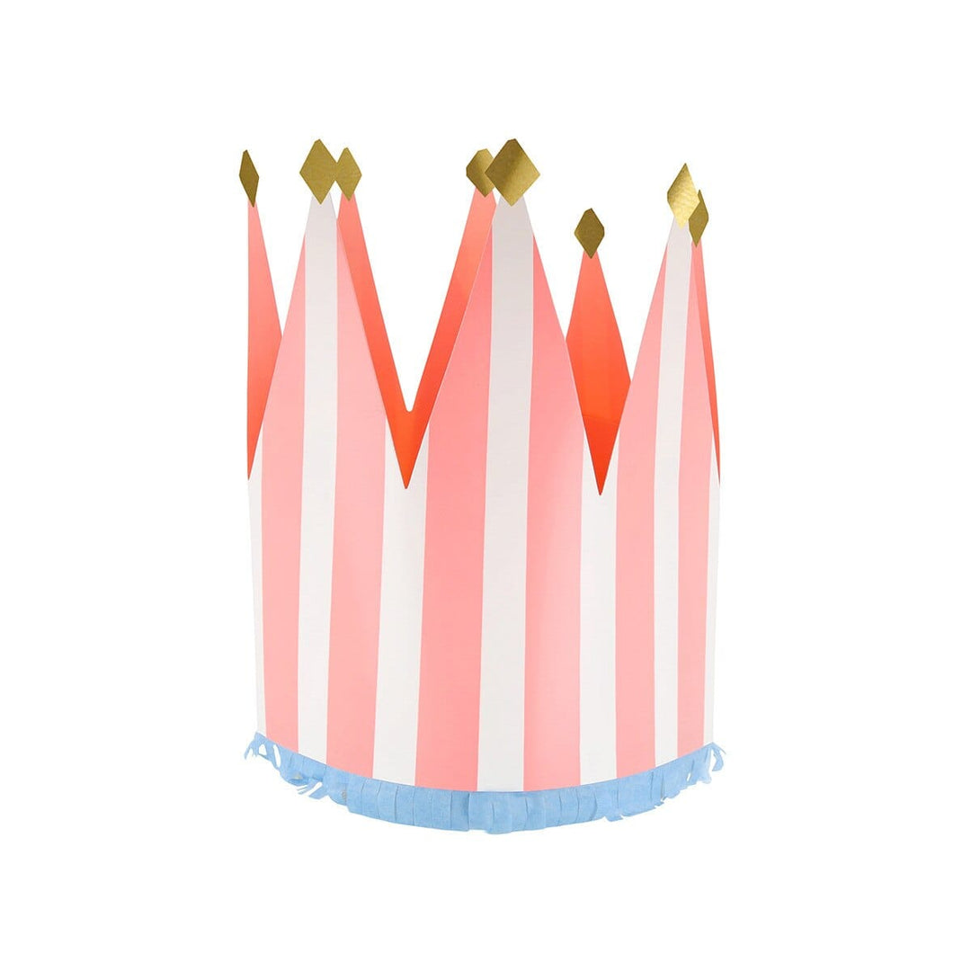 Striped Party Crowns - Pack of 8 Party Hats Striped Party Crowns - Pack of 8