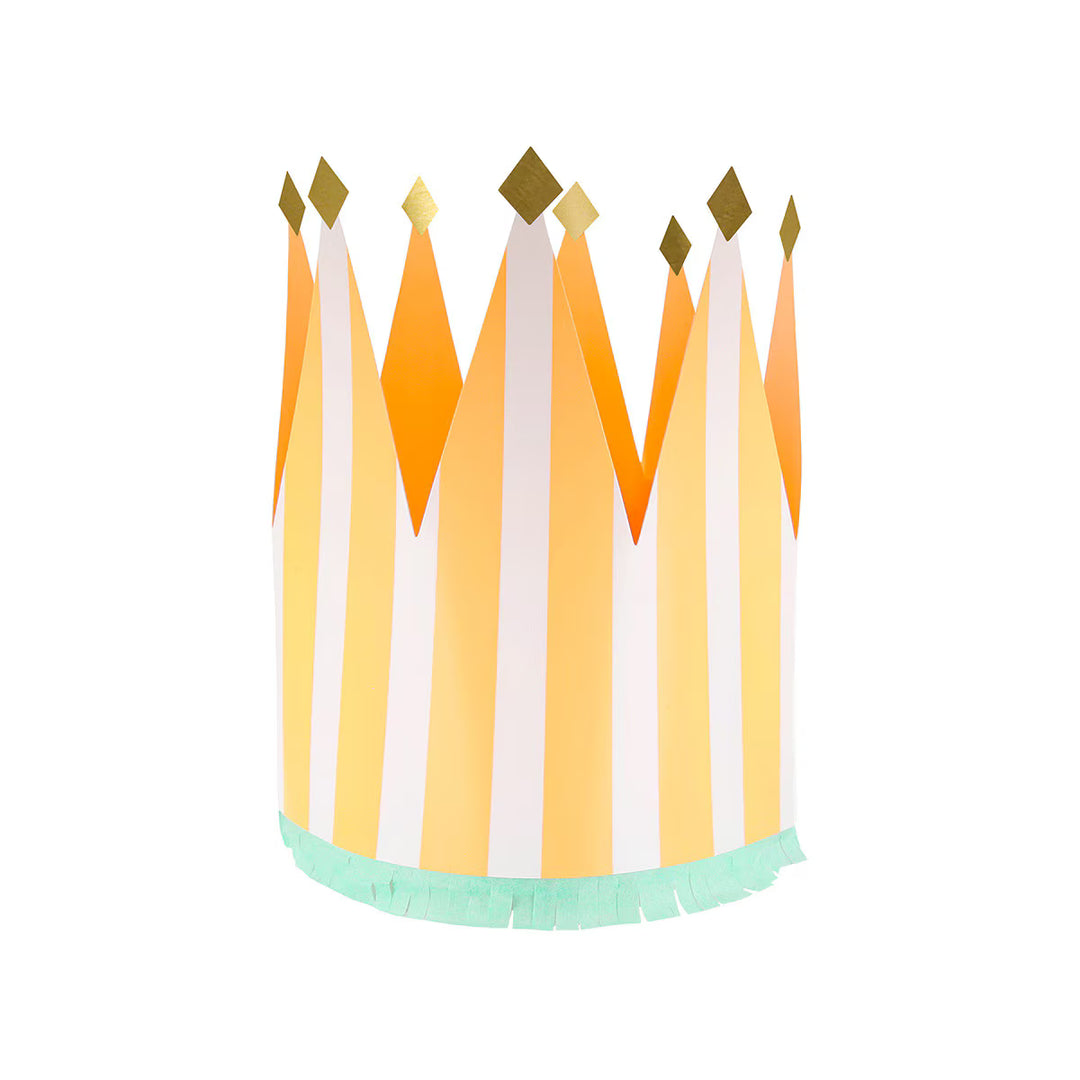 Striped Party Crowns - Pack of 8 Party Hats Striped Party Crowns - Pack of 8