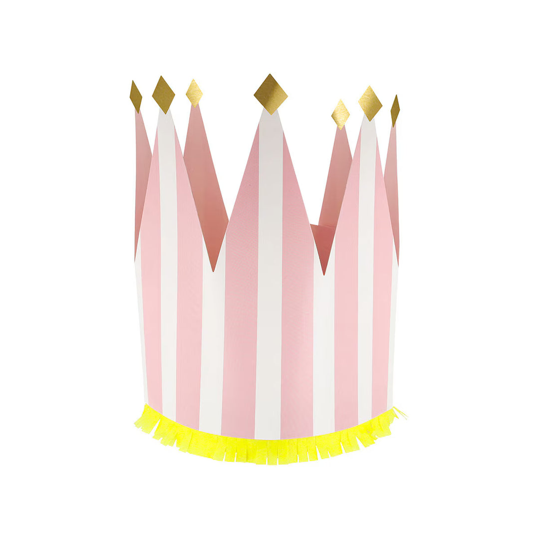 Striped Party Crowns - Pack of 8 Party Hats Striped Party Crowns - Pack of 8
