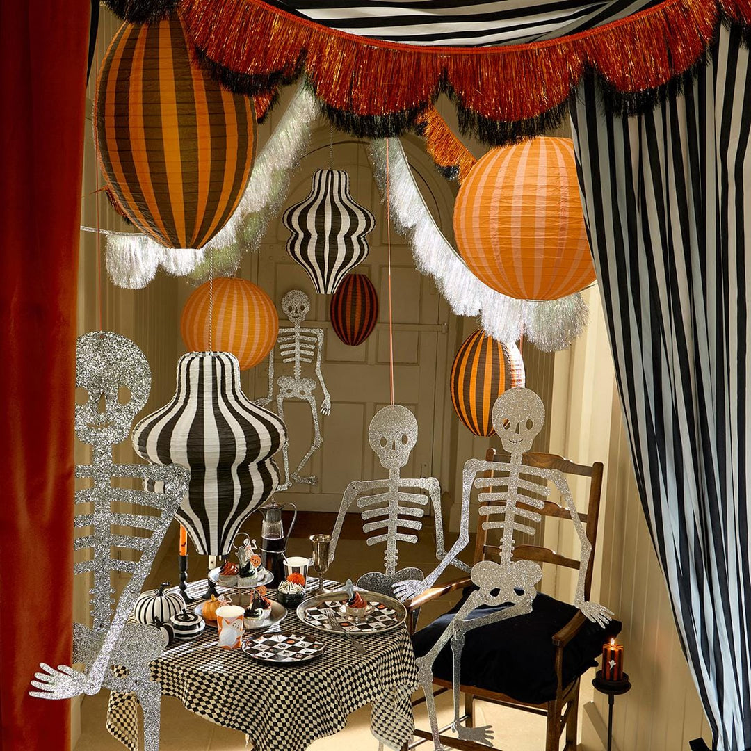 Stripy Halloween Party Lanterns x 3 | Meri Meri | Little Big Party Party Decorations Stripy Halloween Party Lanterns x 3