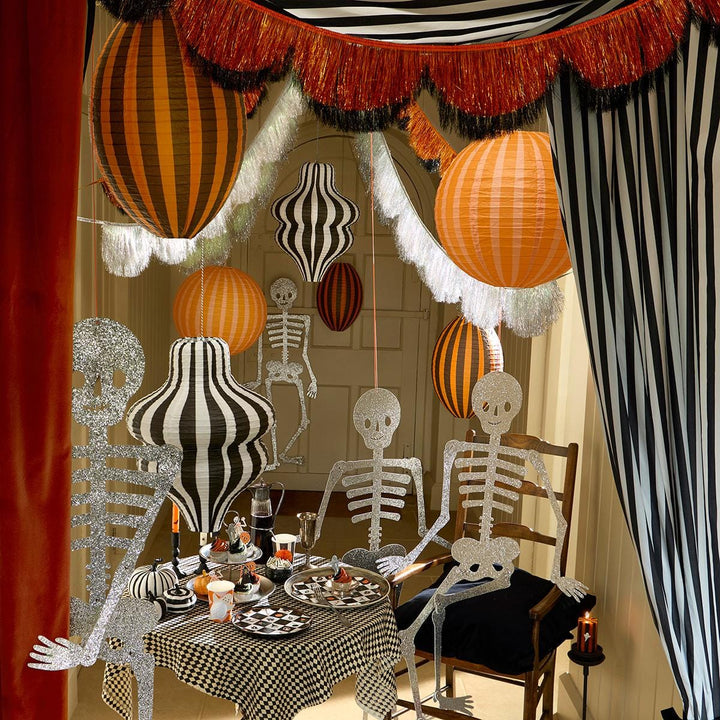 Stripy Halloween Party Lanterns x 3 | Meri Meri | Little Big Party Party Decorations Stripy Halloween Party Lanterns x 3