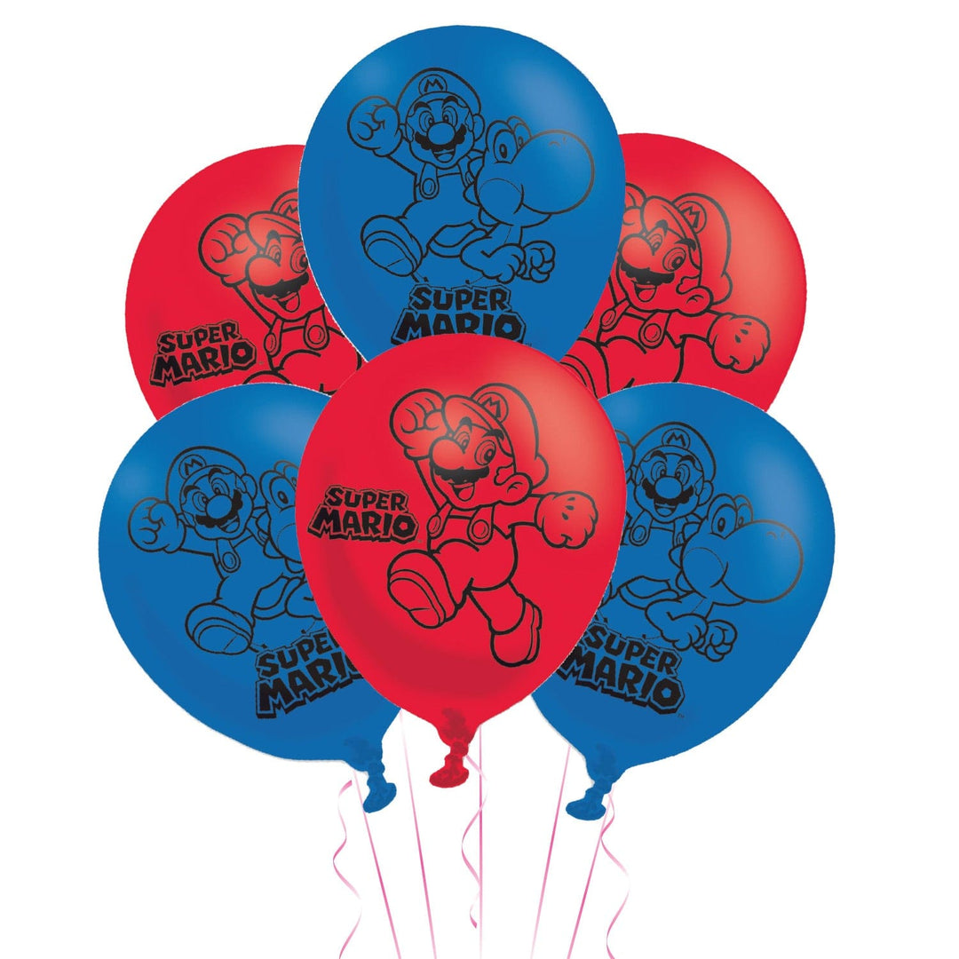 Super Mario Happy Birthday Banner - Super Mario Party Supplies Balloons Super Mario Balloons x 6