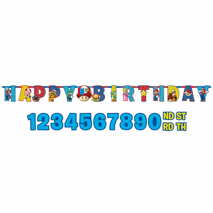 Super Mario Happy Birthday Banner - Super Mario Party Supplies Bunting Super Mario Happy Birthday Banner
