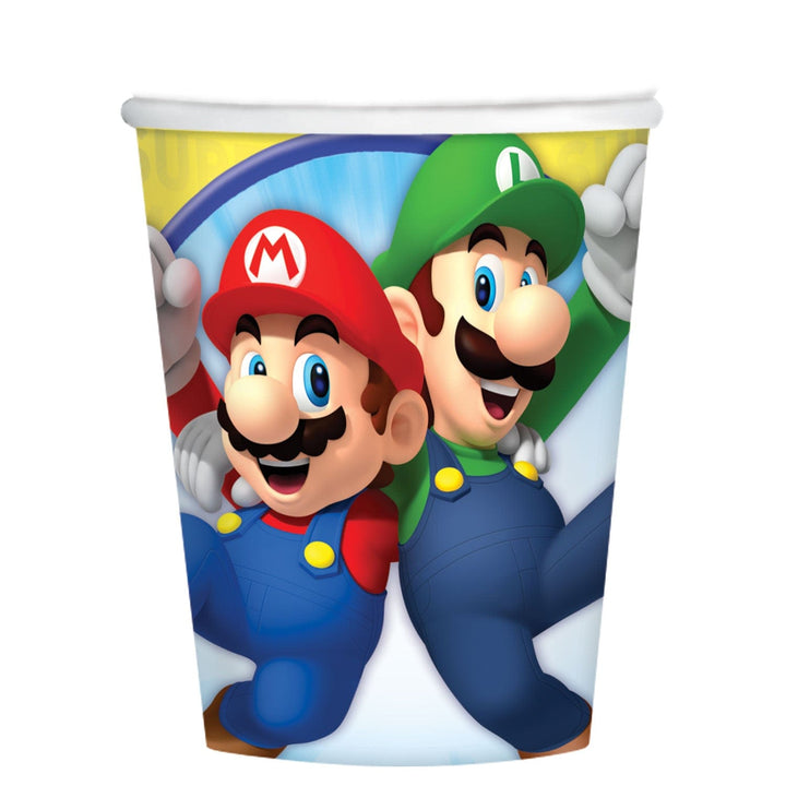 Super Mario Paper Cups x 8 - Super Mario Party Supplies Disposable Cups Super Mario Paper Cups x 8