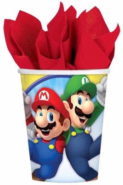 Super Mario Paper Cups x 8 - Super Mario Party Supplies Disposable Cups Super Mario Paper Cups x 8