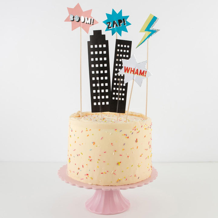 Superhero Cake Toppers x 6 | Meri Meri Superhero Party Cake Topper Superhero Cake Toppers x 6
