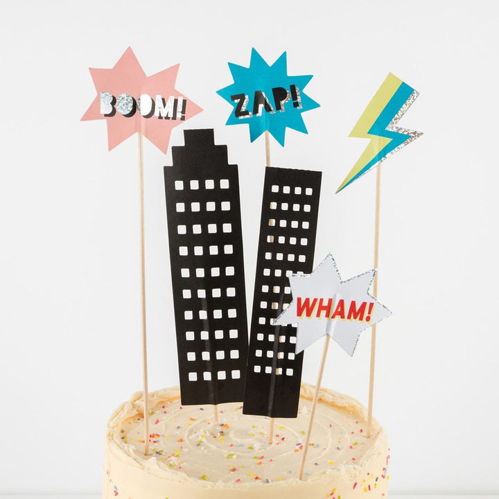 Superhero Cake Toppers x 6 | Meri Meri Superhero Party Cake Topper Superhero Cake Toppers x 6
