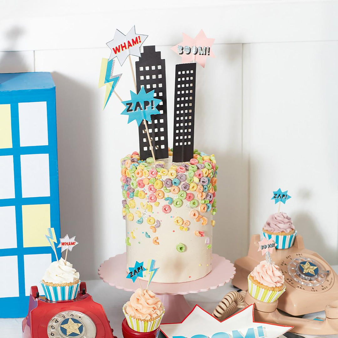 Superhero Cake Toppers x 6 | Meri Meri Superhero Party Cake Topper Superhero Cake Toppers x 6