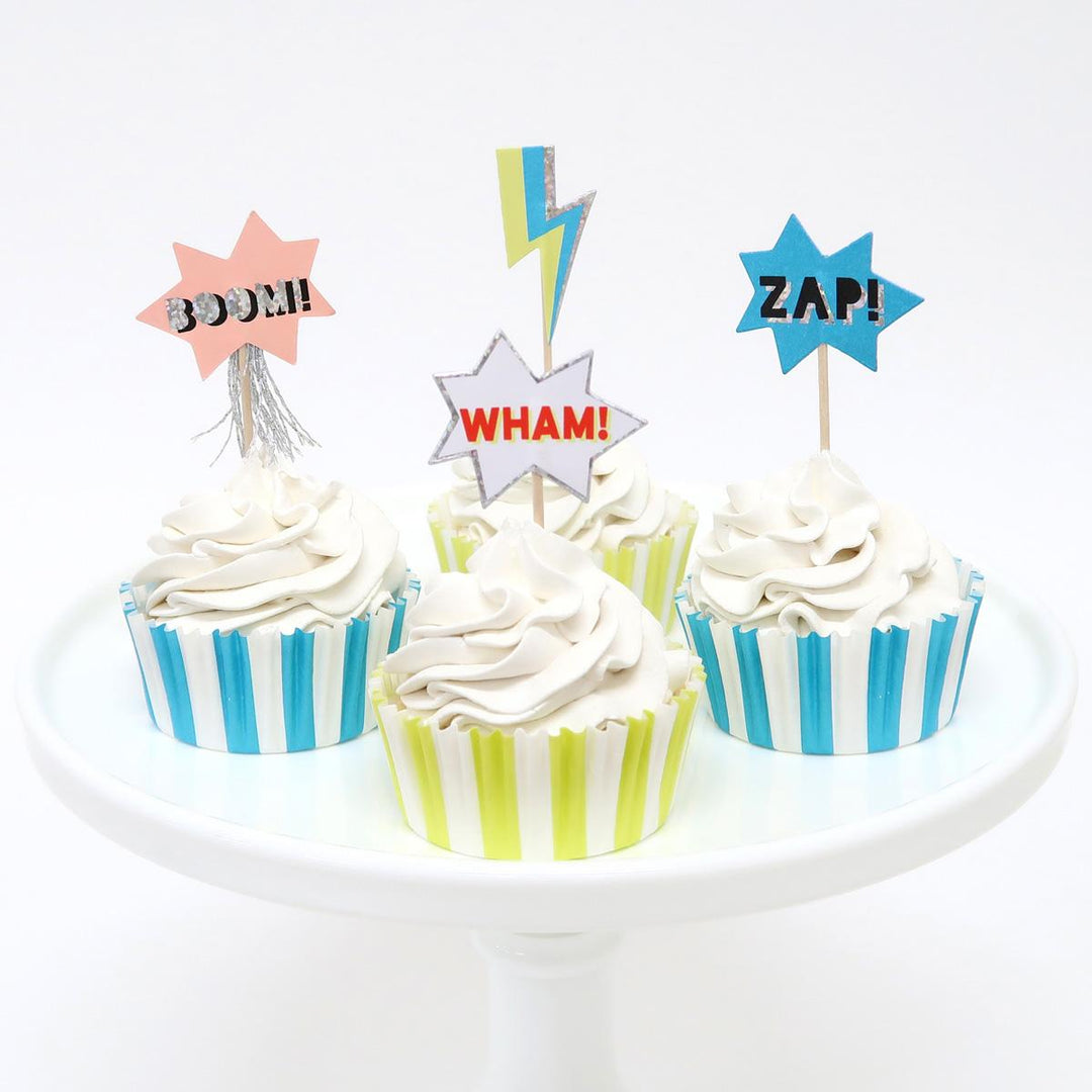 Superhero Cupcake Kit x 24 | Meri Meri Superhero Party Cake Decorating Supplies Superhero Cupcake Kit x 24