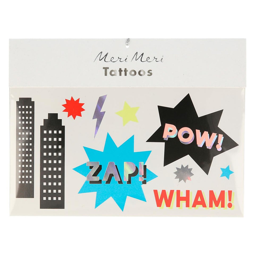 Superhero Temporary Tattoos x 21 | Meri Meri Superhero Party temporary tattoos Superhero Temporary Tattoos x 21