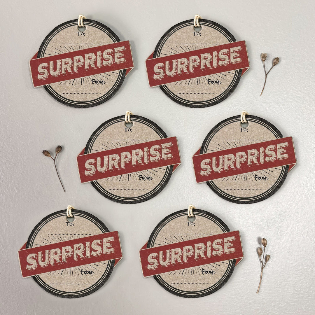 Surprise Gift Labels, Pack of 6 | East of India Gift Tags East of India Gift Labels - Surprise, Pack of 6