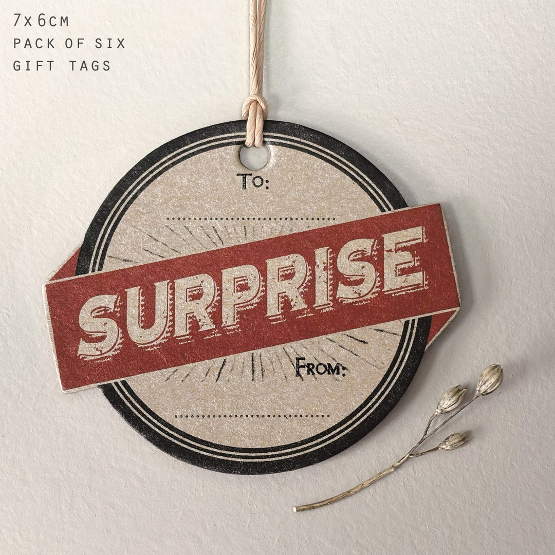 Surprise Gift Labels, Pack of 6 | East of India Gift Tags East of India Gift Labels - Surprise, Pack of 6