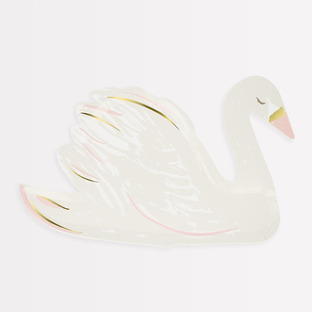 Swan Shaped Party Plates x 8 - Meri Meri Swan Party Supplies party plates Swan Shaped Party Plates x 8