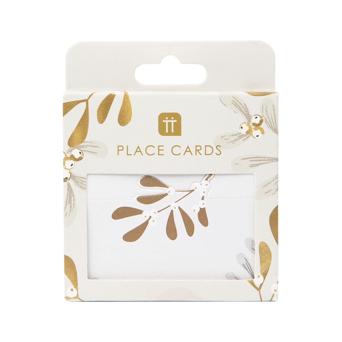 Talking Tables - Gold Christmas Mistletoe Place Cards - 12 Pack place cards Gold Christmas Mistletoe Place Cards - 12 Pack