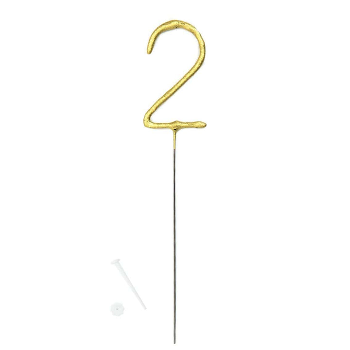 Talking Tables - Gold Number Cake Sparkler - Number 2 Birthday Candles Gold Number Cake Sparkler - Number 2