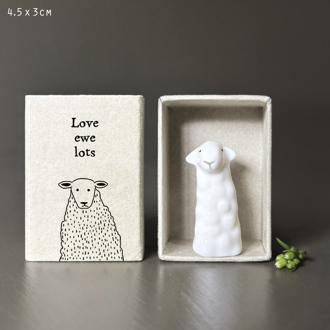 Tall Matchbox Porcelain Sheep Ornament - Love Keepsake ornament East of India - Tall Matchbox Porcelain Sheep Ornament