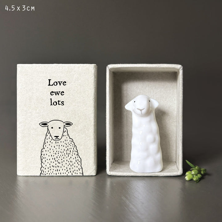 Tall Matchbox Porcelain Sheep Ornament - Love Keepsake ornament East of India - Tall Matchbox Porcelain Sheep Ornament