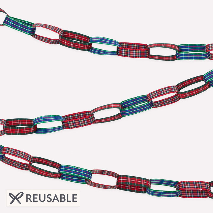 Tartan Chain Link Christmas Garland | Meri Meri Christmas Tartan Bunting Tartan Chain Link Christmas Garland