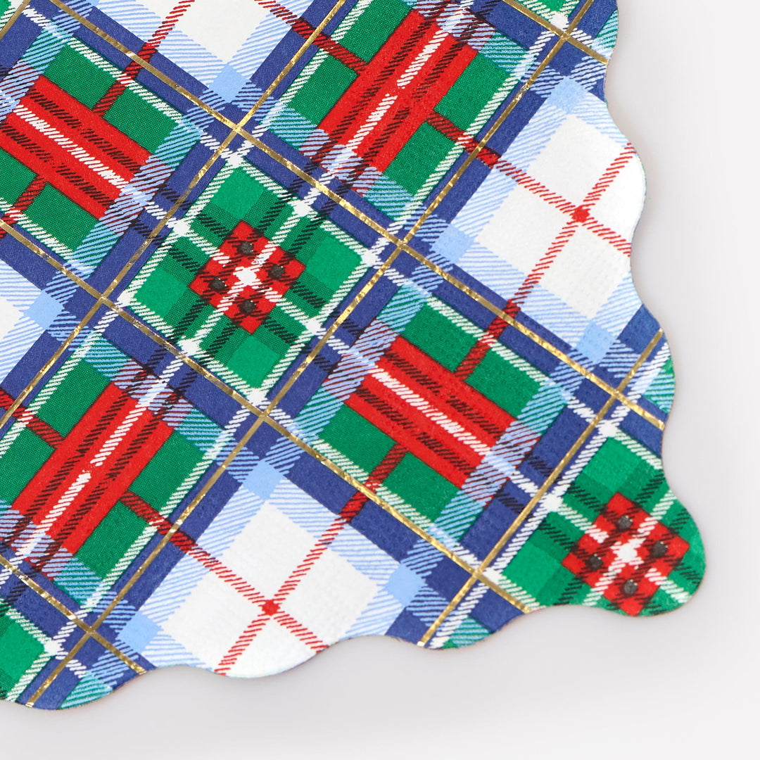 Tartan Mix Large Christmas Party Napkins x 16 | Meri Meri Christmas Tartan party napkins Tartan Mix Large Christmas Party Napkins x 16