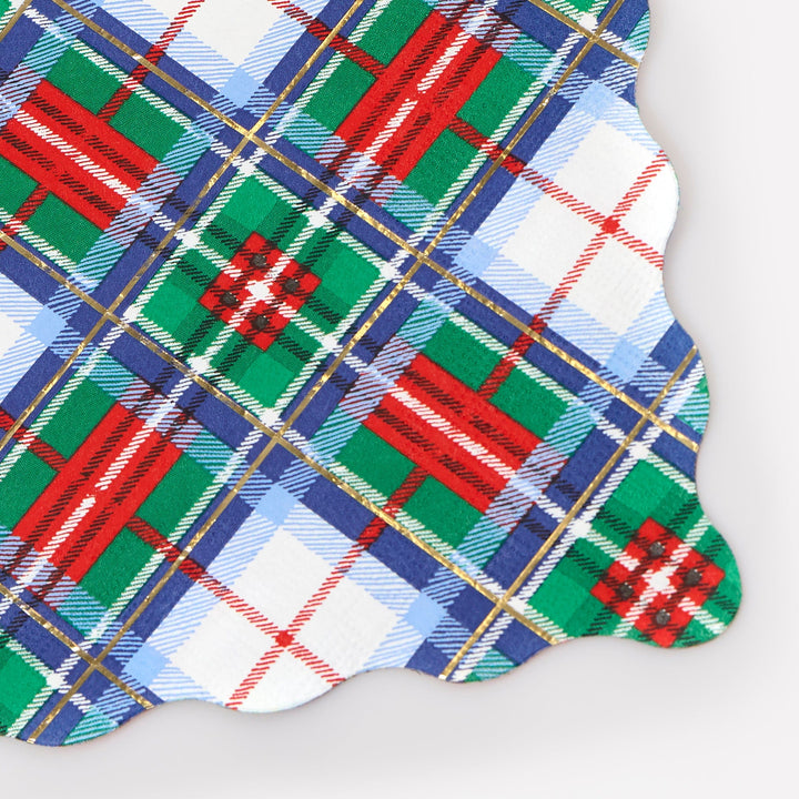 Tartan Mix Large Christmas Party Napkins x 16 | Meri Meri Christmas Tartan party napkins Tartan Mix Large Christmas Party Napkins x 16