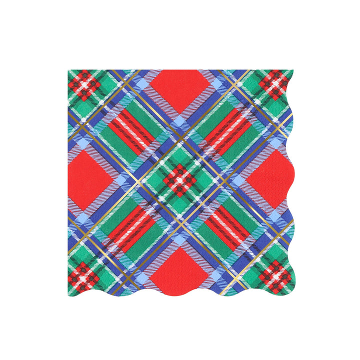 Tartan Mix Large Christmas Party Napkins x 16 | Meri Meri Christmas Tartan party napkins Tartan Mix Large Christmas Party Napkins x 16