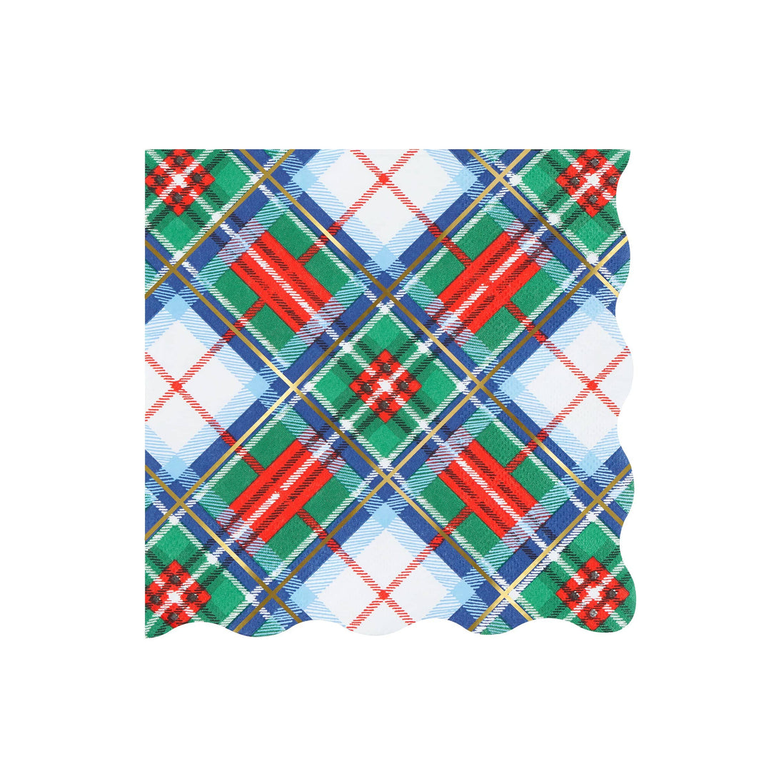 Tartan Mix Large Christmas Party Napkins x 16 | Meri Meri Christmas Tartan party napkins Tartan Mix Large Christmas Party Napkins x 16