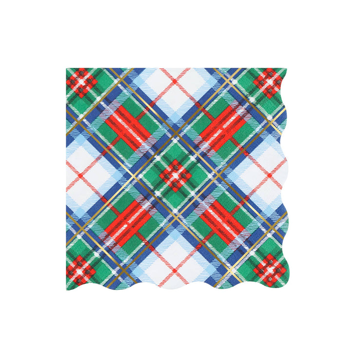 Tartan Mix Large Christmas Party Napkins x 16 | Meri Meri Christmas Tartan party napkins Tartan Mix Large Christmas Party Napkins x 16