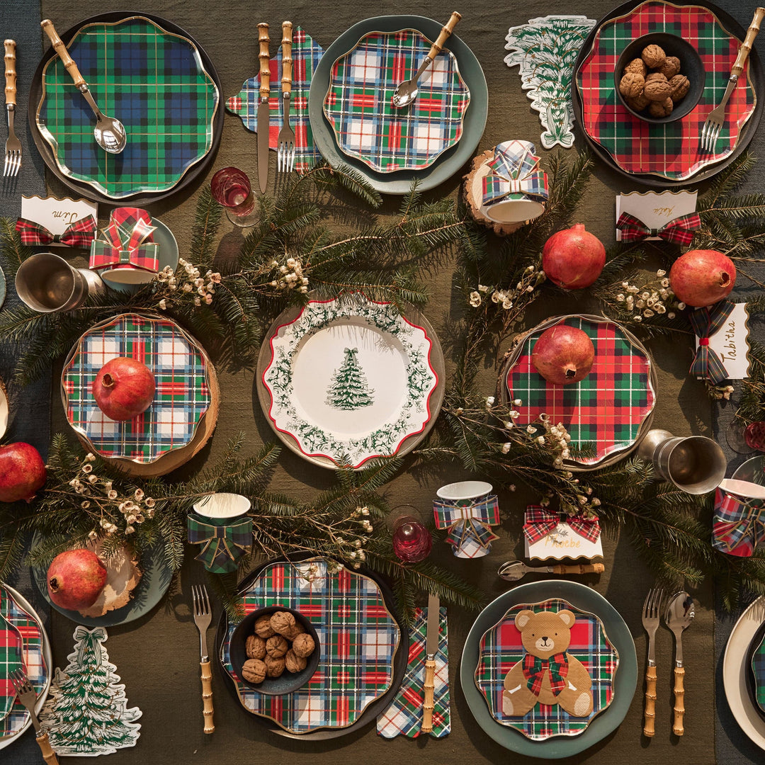 Tartan Mix Large Christmas Party Plates x 8 | Meri Meri Christmas Tartan party plates Tartan Mix Large Christmas Party Plates x 8