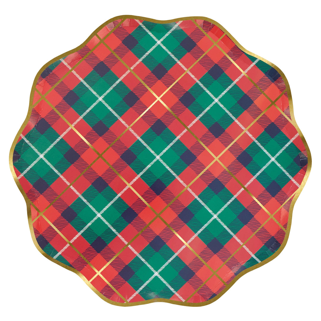 Tartan Mix Large Christmas Party Plates x 8 | Meri Meri Christmas Tartan party plates Tartan Mix Large Christmas Party Plates x 8