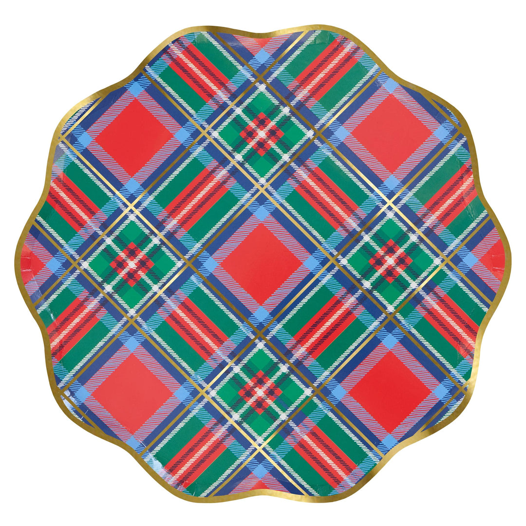 Tartan Mix Large Christmas Party Plates x 8 | Meri Meri Christmas Tartan party plates Tartan Mix Large Christmas Party Plates x 8