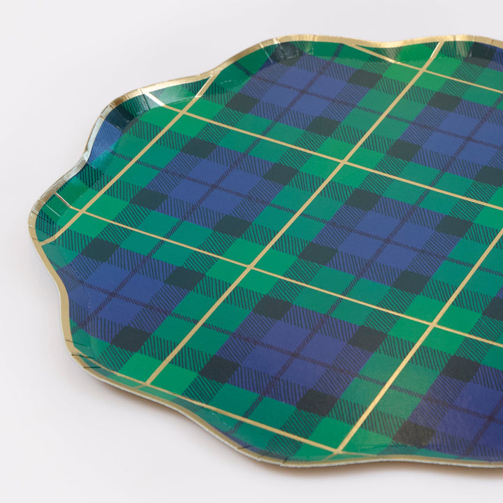 Tartan Mix Large Christmas Party Plates x 8 | Meri Meri Christmas Tartan party plates Tartan Mix Large Christmas Party Plates x 8