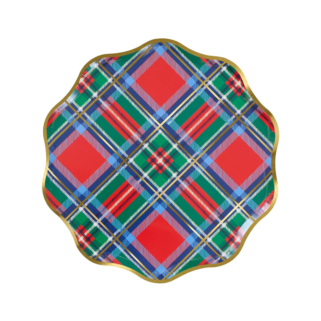 Tartan Mix Small Christmas Party Plates x 8 | Meri Meri Christmas Tartan party plates Tartan Mix Small Christmas Party Plates x 8