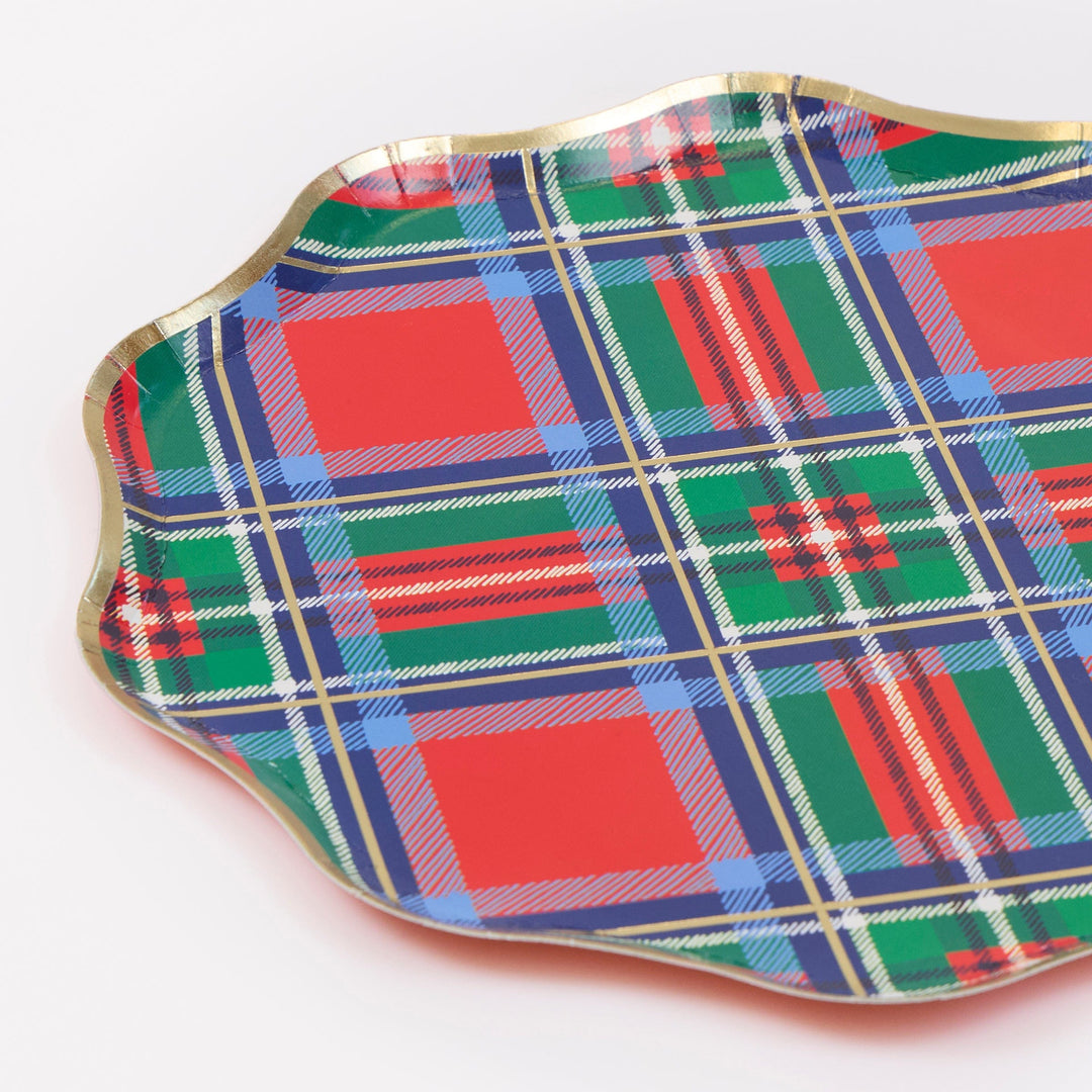 Tartan Mix Small Christmas Party Plates x 8 | Meri Meri Christmas Tartan party plates Tartan Mix Small Christmas Party Plates x 8