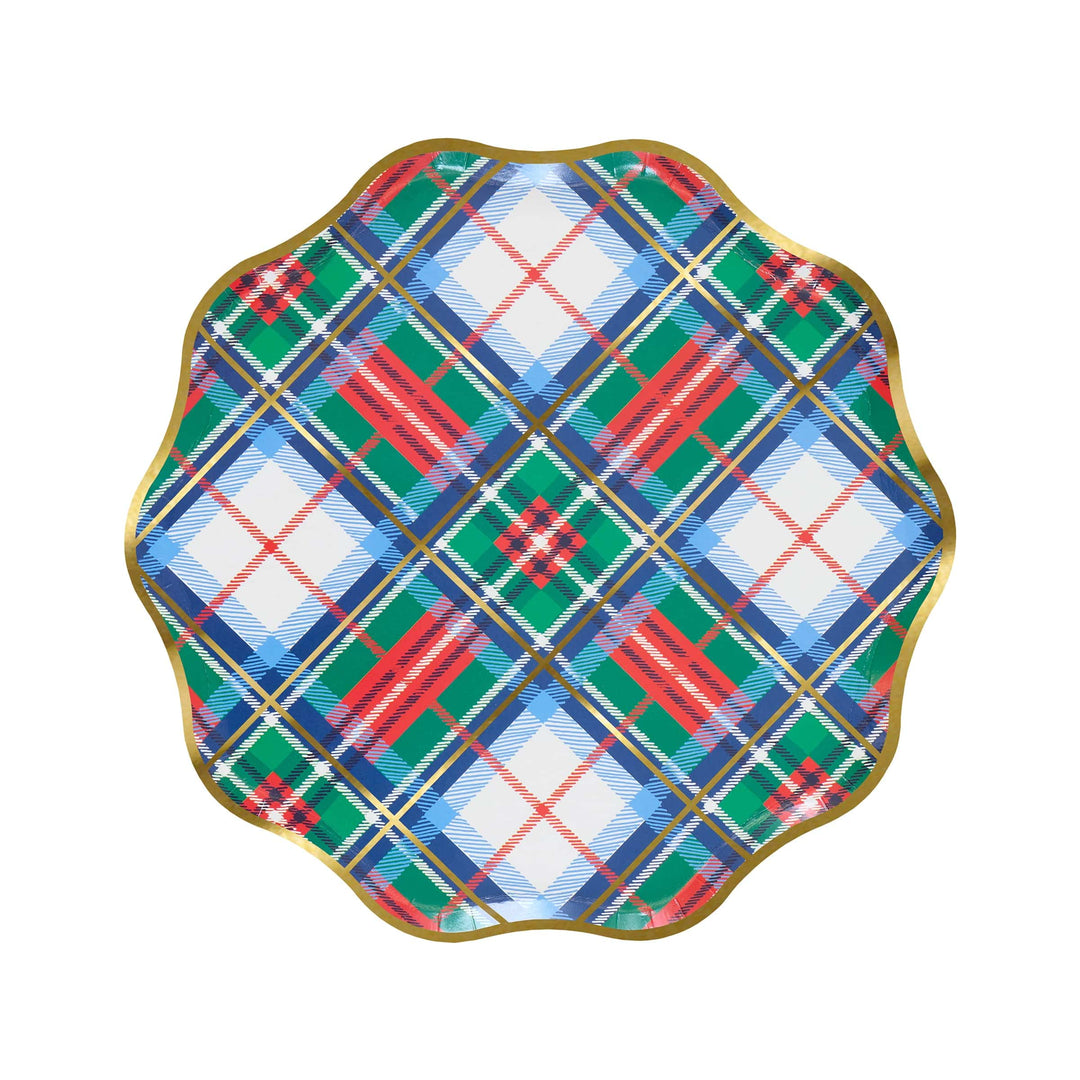 Tartan Mix Small Christmas Party Plates x 8 | Meri Meri Christmas Tartan party plates Tartan Mix Small Christmas Party Plates x 8