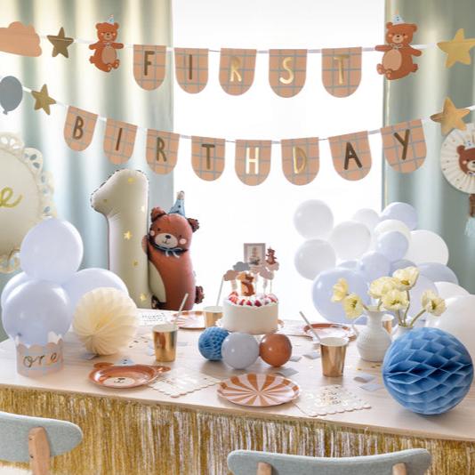 Teddy Bear 1st Birthday Cake Toppers x 5 - 1st Birthday Party Supplies Cake Topper Teddy Bear 1st Birthday Cake Toppers x 5