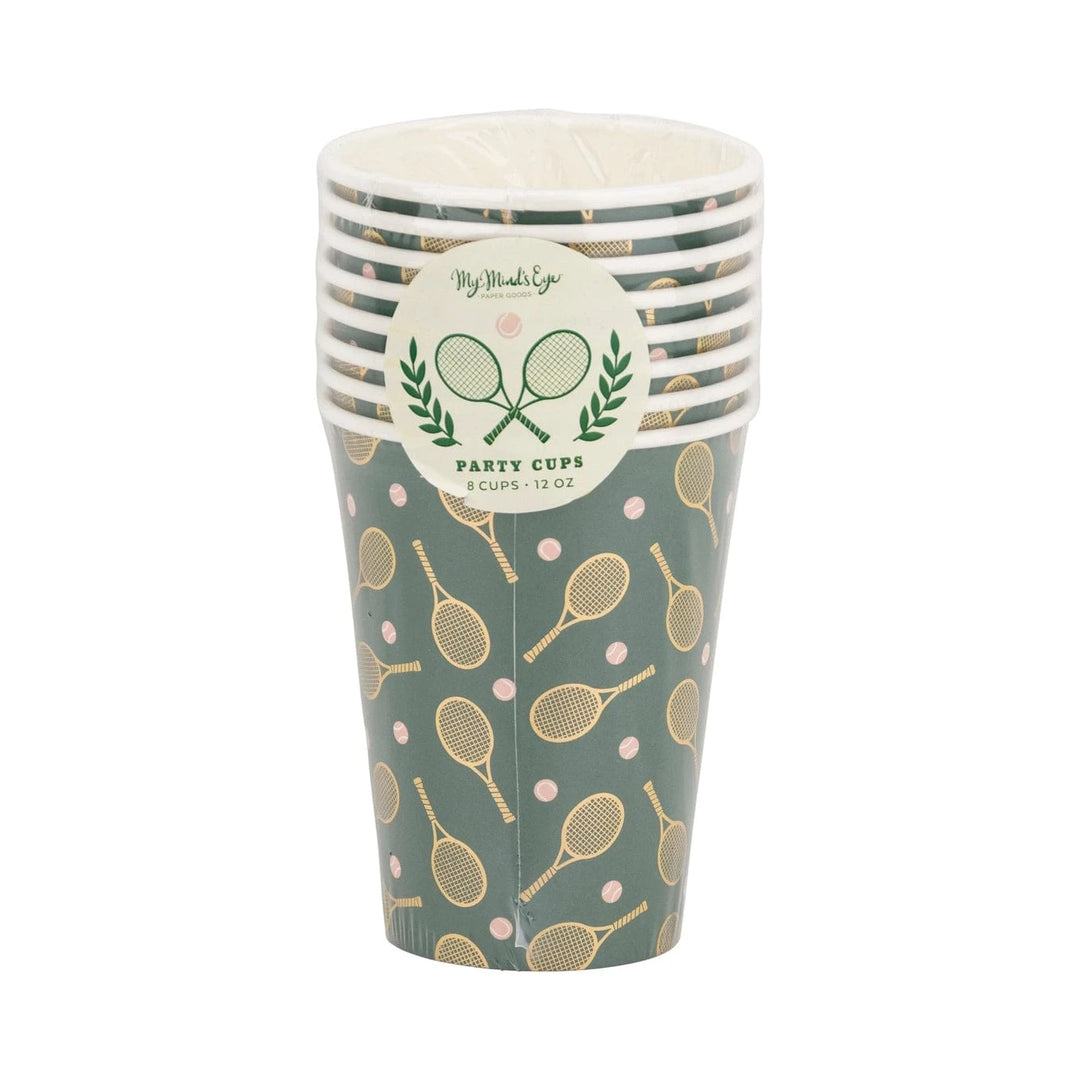 Tennis Party Cups x 8 -  My Mind's Eye Tennis Party Supplies Disposable Cups Tennis Party Cups x 8