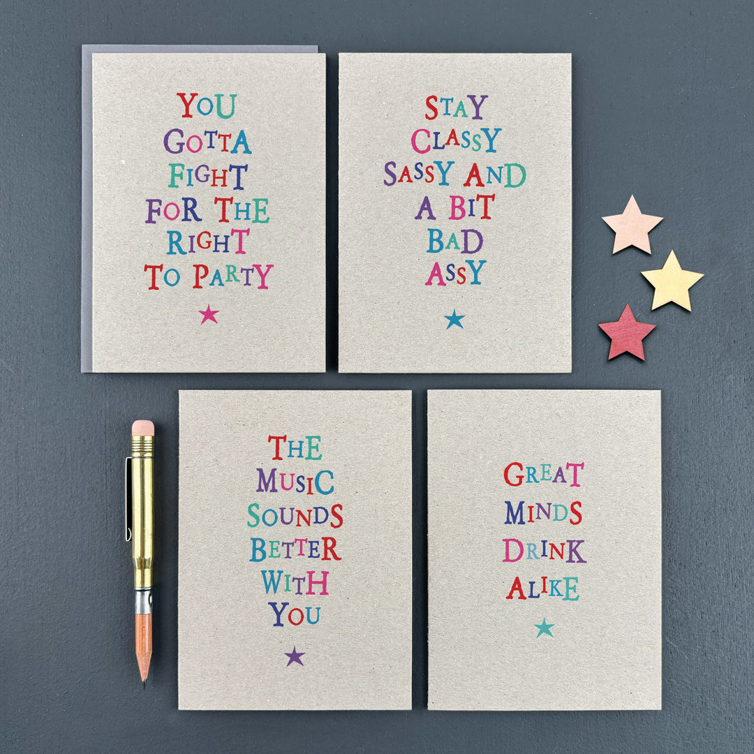 The Music Sounds Better Wobbly Word Card | East of India Greetings Card East of India Wobbly Word Greetings Card - The Music Sounds Better