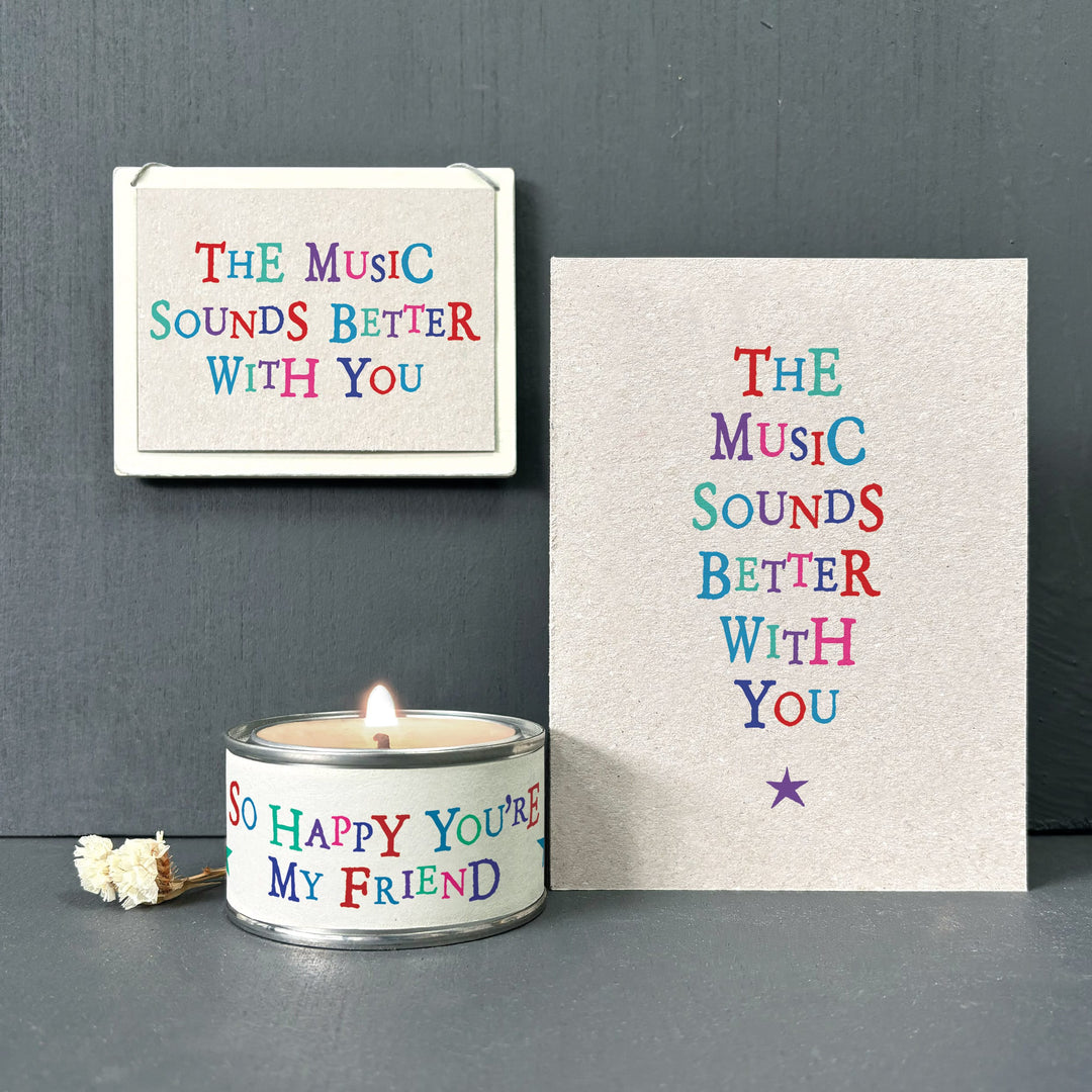 The Music Sounds Better Wobbly Word Card | East of India Greetings Card East of India Wobbly Word Greetings Card - The Music Sounds Better